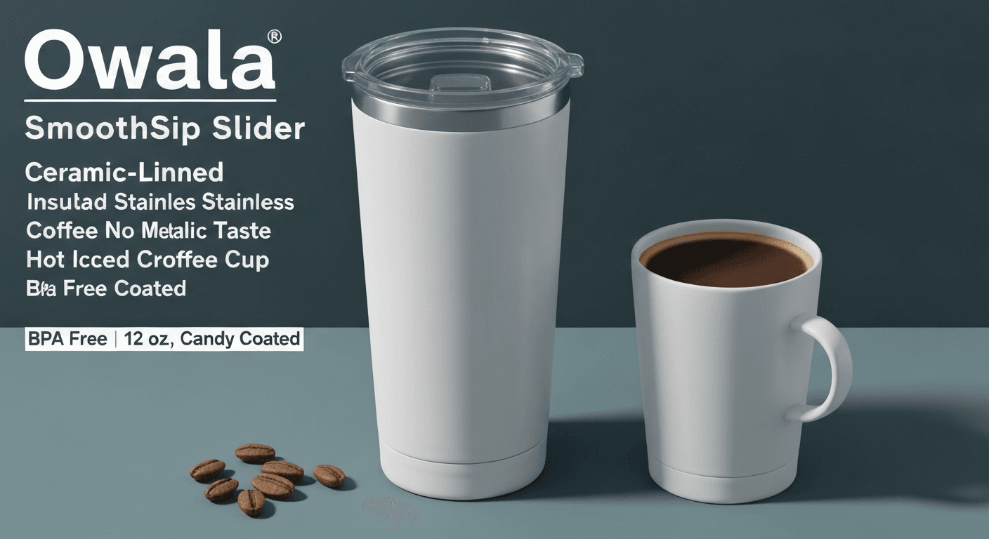 Owala SmoothSip Slider Ceramic-Lined Insulated Stainless Steel Coffee Tumbler