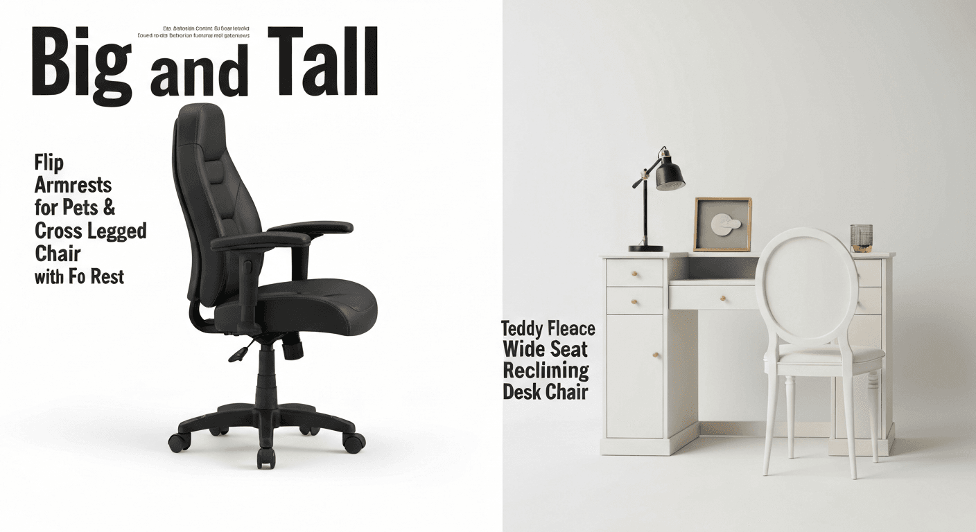 Teddy Fleece Wide Seat Reclining Desk Chair