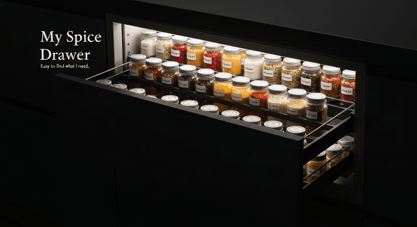 Optimized Spice Drawer Organization System
